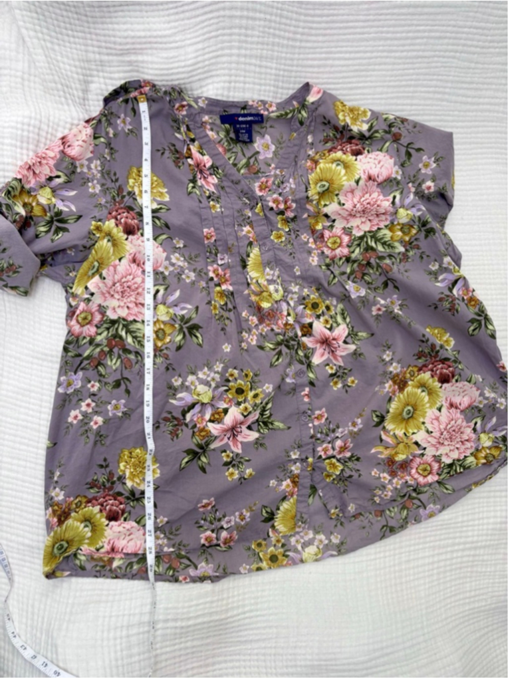 Women's denim24/7 Purple Floral Tunic Top Plus Size 24W Cotton - Picture 5 of 9
